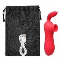 Vibrating and Sucking Vibrator with 12-Speed, Medical Grade Silicone, Waterproof, Rechargeable, RED